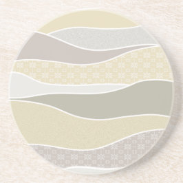 Warm roze geel groen gebogen streep Abstracte golf Zandsteen Onderzetter