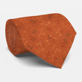 Warm Rustic Orange Leaf Pattern Stropdas