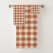 Warm rustiek herfst bruin gezellig dambord patroon bad handdoek (Insitu)
