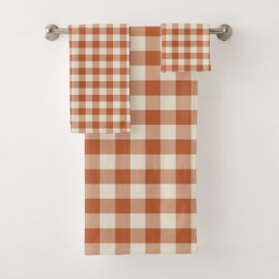 Warm rustiek herfst bruin gezellig dambord patroon bad handdoek