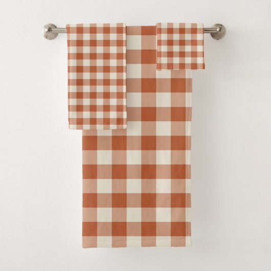 Warm rustiek herfst bruin gezellig dambord patroon bad handdoek (Insitu)
