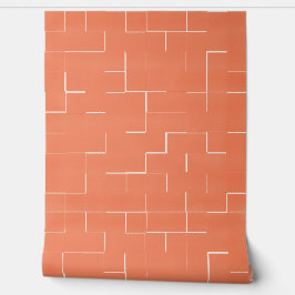 Warm Sinaasappel Wit Abstract geometrisch rasterpa Behang
