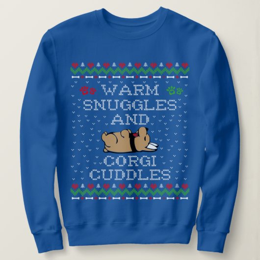 Warm Snuggles en Corgi Cuddles Ugly Sweater (Design voorkant)