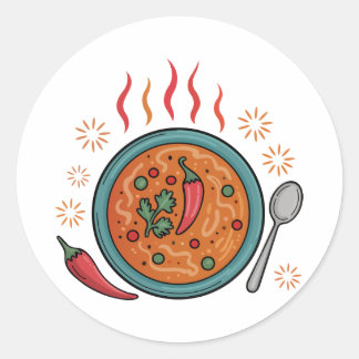 Warm Spicy Curry Food Art Ronde Sticker