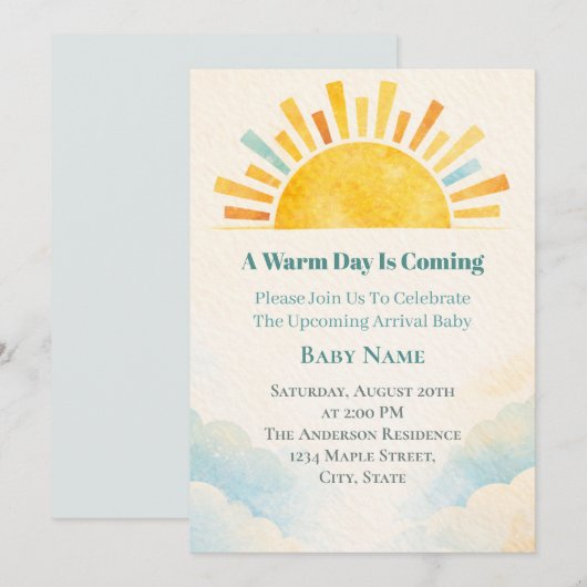 Warm Sunrise Baby Shower Theme Kaart (Voorkant / Achterkant)