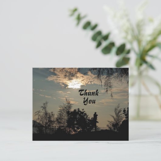 Warm Sunset Scenery Trees Dank u Briefkaart (Staand voorkant)