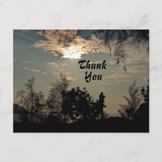 Warm Sunset Scenery Trees Dank u Briefkaart (Voorkant)