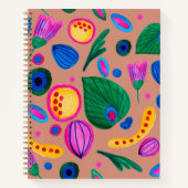 Warm Terracotta Abstract Boho Floral Pattern Notitieboek (Voorkant)