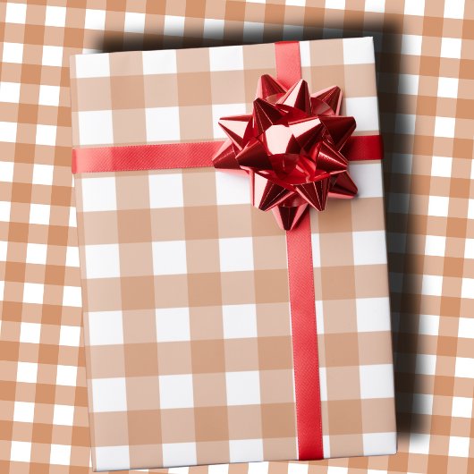Warm Terracotta and White Checkered Gingham  Cadeaupapier