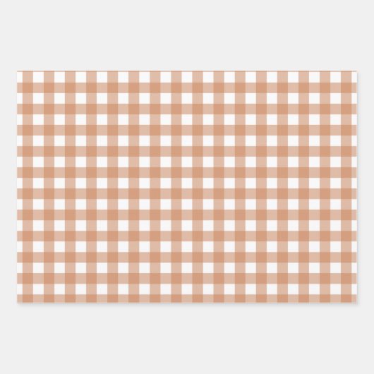 Warm Terracotta and White Checkered Gingham Inpakpapier Vel (Voorkant)