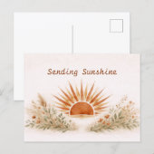 Warm Terracotta Boho Sunburst Botanical Briefkaart (Voorkant / Achterkant)