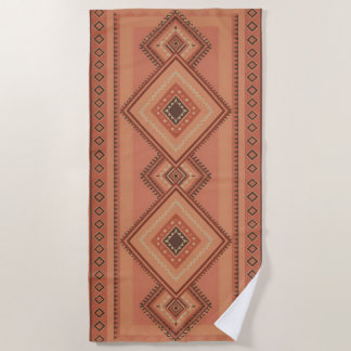 Warm Terracotta Marokkaans Tribal Oppervlaktepatro Strandlaken