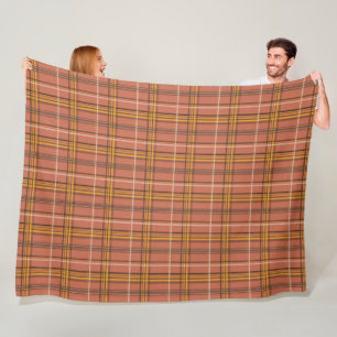 Warm Terracotta Mosterd Plaid Esthetische Fleece Deken