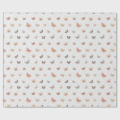 Warm Tone Butterfly Pattern Wrapping Paper Cadeaupapier (Vlak)