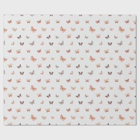 Warm Tone Butterfly Pattern Wrapping Paper Cadeaupapier (Vlak)