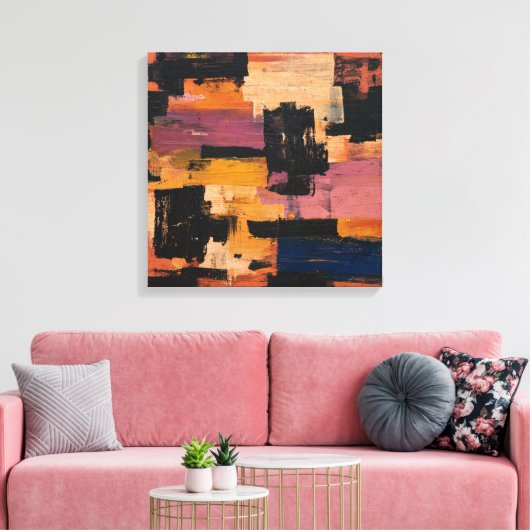 Warm Tones Abstract Geometric Expressionism Wall D Canvas Afdruk (Insitu (Woonkamer))