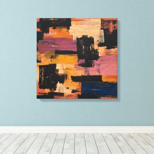 Warm Tones Abstract Geometric Expressionism Wall D Canvas Afdruk (Insitu (Houten vloer))