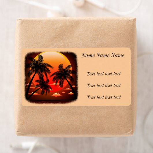 Warm Topical Sunset and Palm Trees Adress Label (Insitu)
