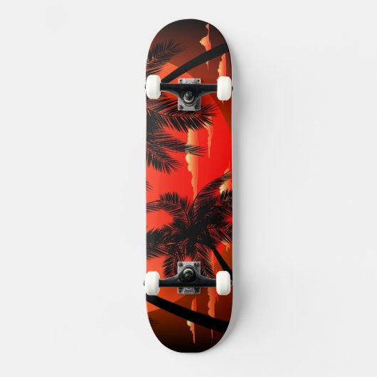Warm Topical Sunset and Palm Trees skateboard (Voorkant)