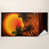 Warm Topical Sunset and Palm Trees Strandlaken (Voorkant)