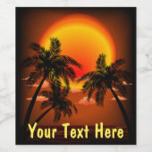 Warm Topical Sunset and Palm Trees Wijn Etiket (Enkel label)