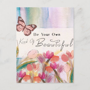 Warm Tulips en Butterfly Quote, aangepast monogram Briefkaart
