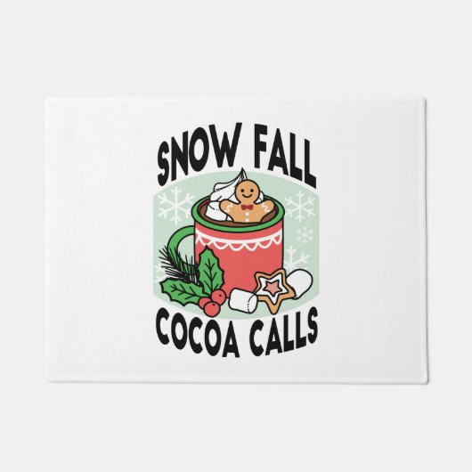 Warm Up Met Sneeuw Herfst Cacao Oproepen - Winter Deurmat (Voorkant)