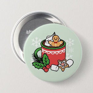 Warm Up Met Sneeuw Herfst Cacao Oproepen - Winter Ronde Button 7,6 Cm