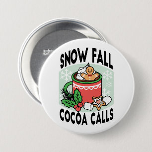 Warm Up Met Sneeuw Herfst Cacao Oproepen - Winter Ronde Button 7,6 Cm