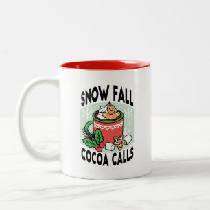 Warm Up Met Sneeuw Herfst Cacao Oproepen - Winter Tweekleurige Koffiemok