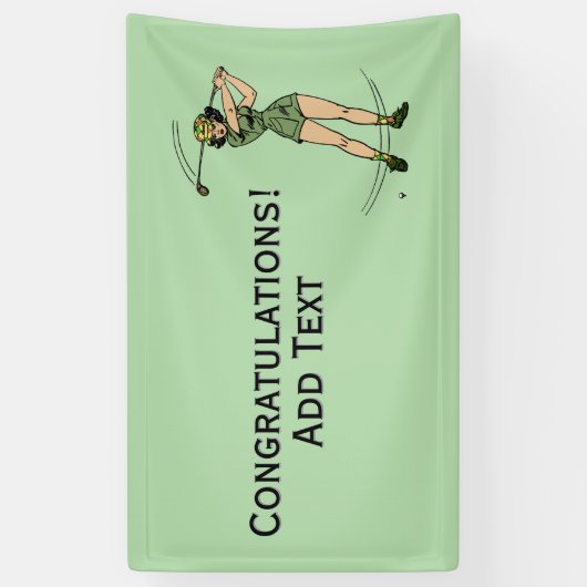 Warm Up voor Golfen Personal Lady Golfer Green Spandoek (Verticaal)