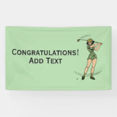 Warm Up voor Golfen Personal Lady Golfer Green Spandoek (Horizontaal)