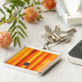 Warm verweerd Sinaasappel rode strepen Monogram Sleutelhanger (Zijkant)