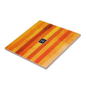 Warm verweerd Sinaasappel rode strepen Monogram Tegeltje (Zijkant)