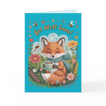 Warm & vrolijk Gezellig Woodland Fox Get Well Soon