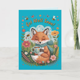 Warm & vrolijk Gezellig Woodland Fox Get Well Soon Kaart