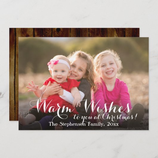 Warm Warm Script Carte photo de Noël (Devant / Derrière)