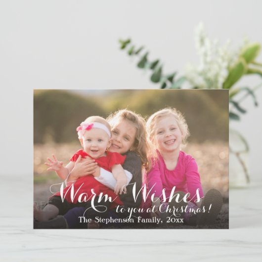 Warm Warm Script Carte photo de Noël (Debout devant)