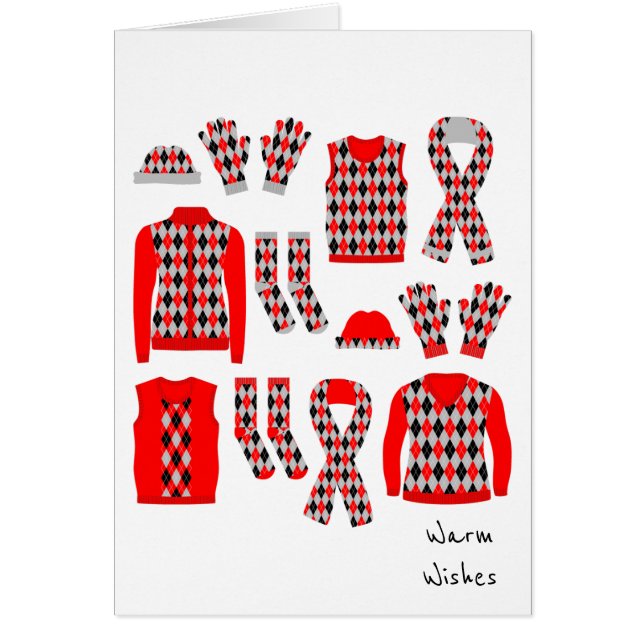Warm Warm Wams Jacquard Motif Objets Carte - Rouge (Devant)