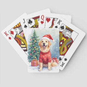 Warm Waterverf Goud Retriever Kerstboom Pokerkaarten