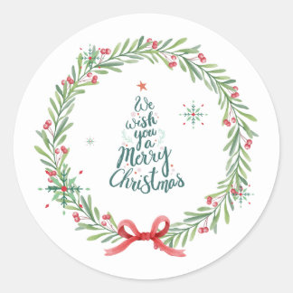 Warm Waterverf Kerst Krans Decorative Sticker