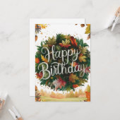 Warm Weinig Seizoen Herfst Herfst Gelukkige Verjaa Kaart (Voorkant / Achterkant in situ)