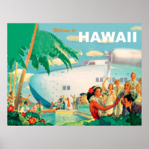 Warm welkom vanuit Hawaii,  vliegreizen Poster