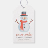Warm Wens Sneeuwman Kerstmis Cadeaulabel (Voorkant)