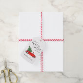 Warm wensen # rode auto tropisch #Christmas Cadeaulabel (Met Touw)