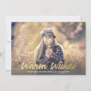 Warm wenst Gold Holiday Full Photo Horizontal Feestdagenkaart