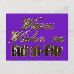 Warm wil Eid al-Fitr Paarse Gold Typografie Briefkaart