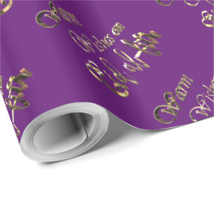 Warm wil Eid al-Fitr Paarse Gold Typografie Cadeaupapier