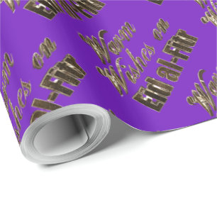 Warm wil Eid al-Fitr Paarse Gold Typografie Cadeaupapier
