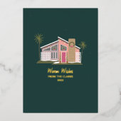 Warm wil Mideeuwse roze kerst Folie Uitnodiging (Voorkant)